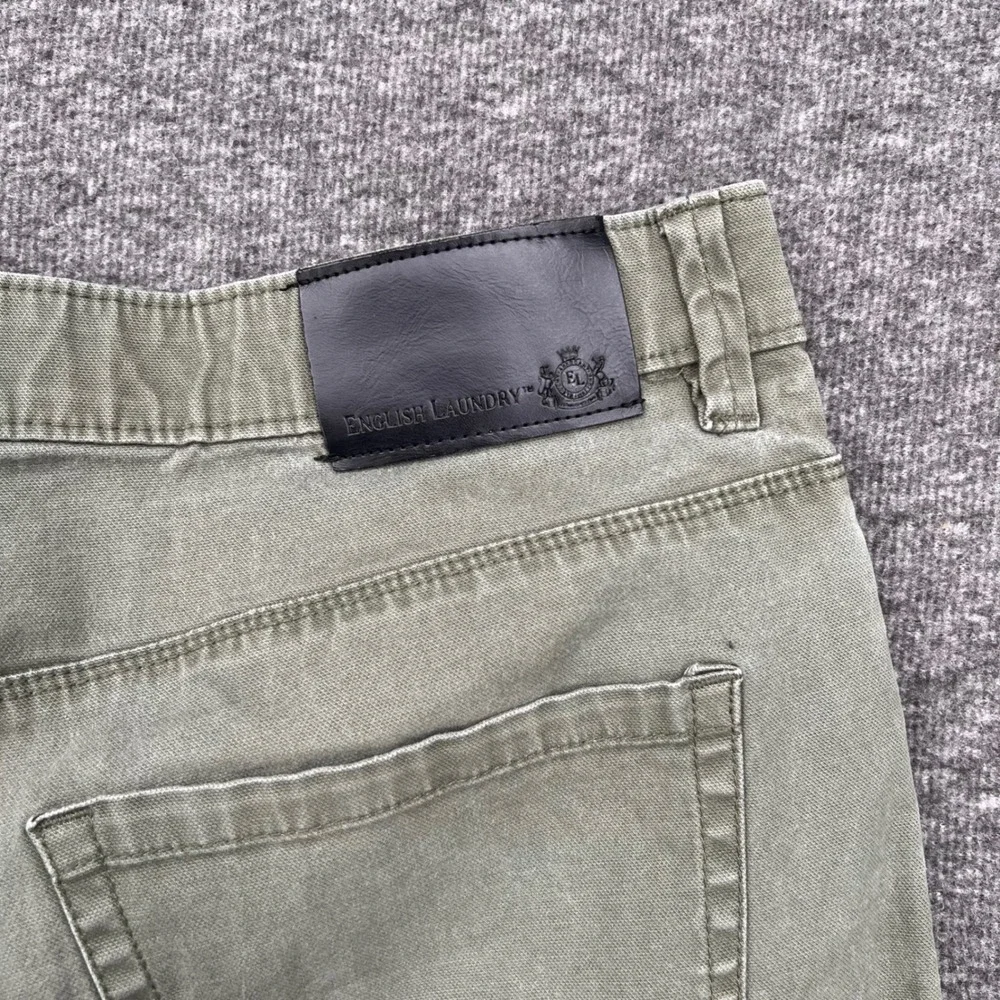 English Laundry Mens 5-Pocket Straight Leg 32 Pants Olive Green‎ Stretch Chino